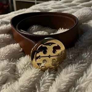 Tory Burch Brown Belt with large gold clip
